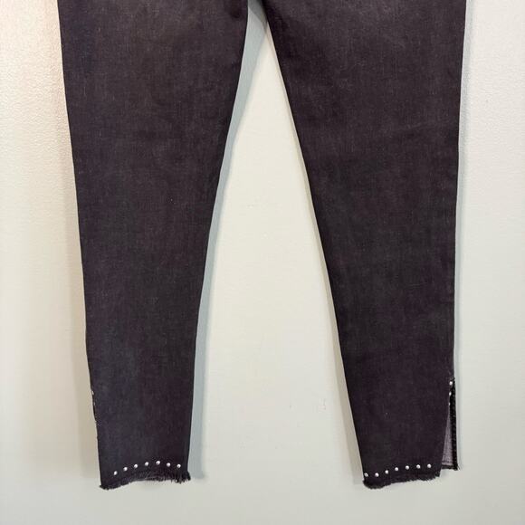GALINA'S Denim Jeggings Womens XL Jean Pull On Raw Hem Studded Slit Black NWT - Picture 6 of 9